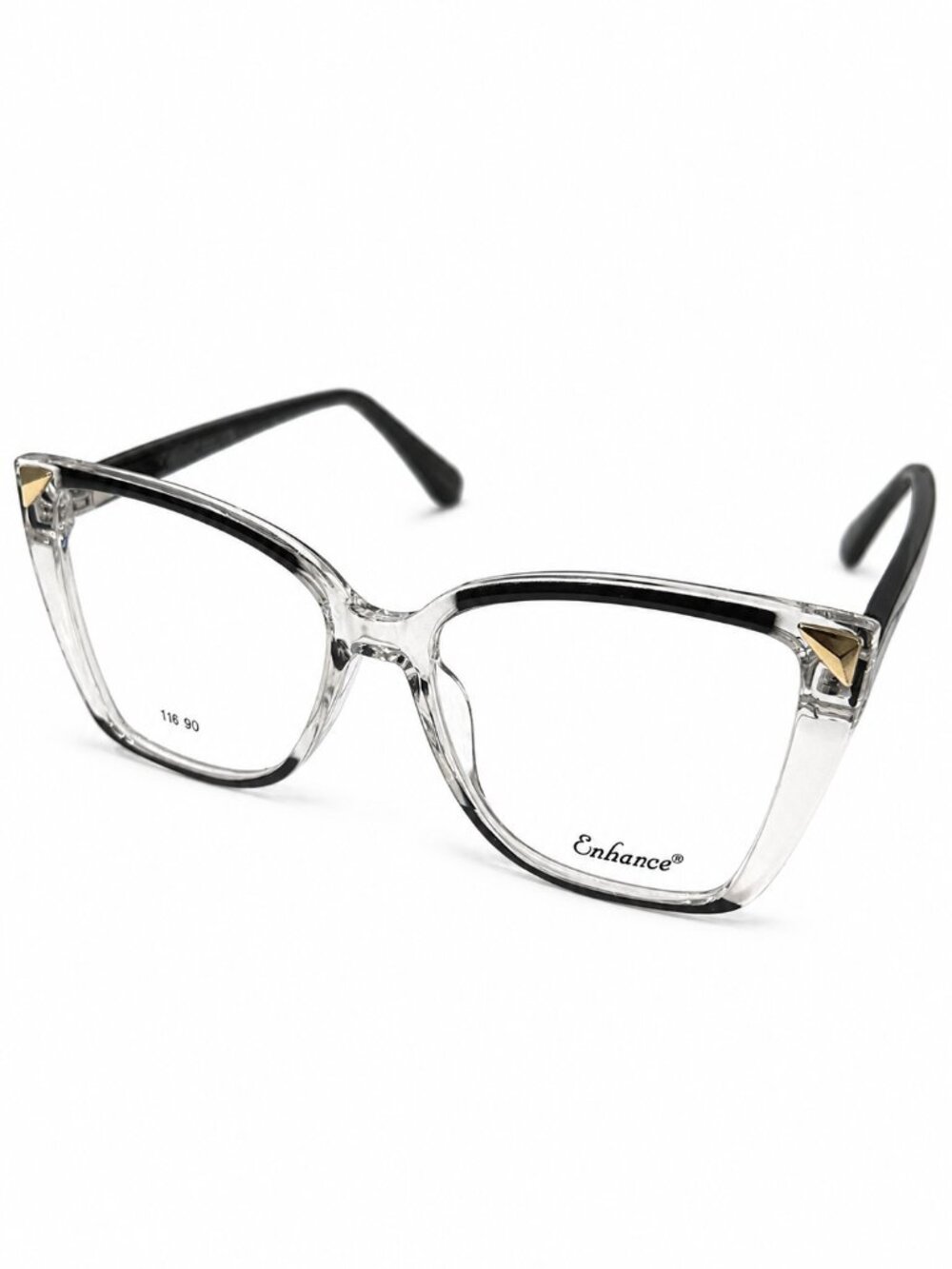 Enhance EN4545 Black/Crystal 55-16-145 Eyeglass Frames